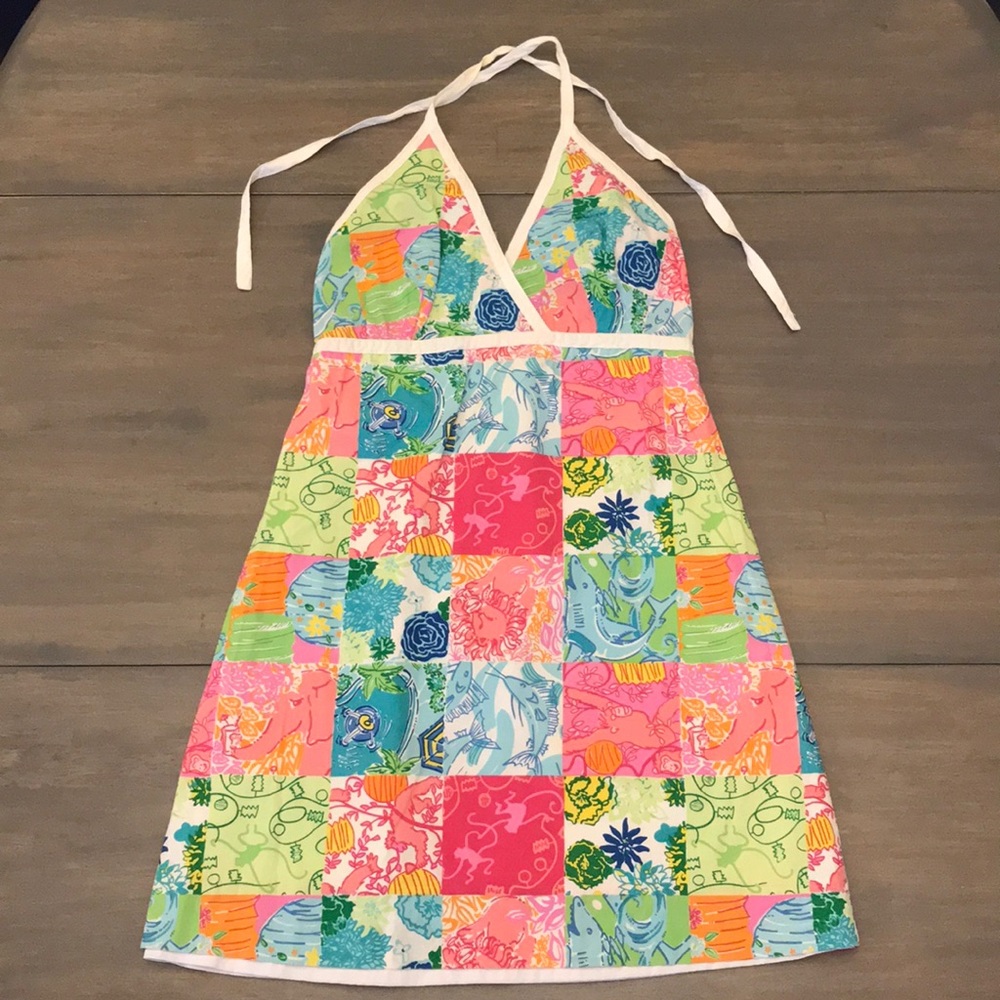 Vintage Lilly Pulitzer Patchwork Halter Dress - image 1